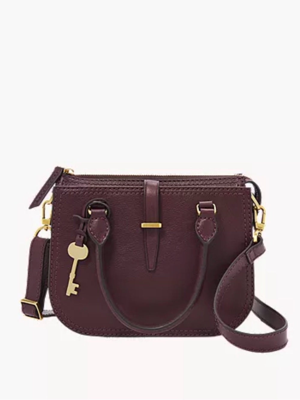 Fossil Ryder Plum Leather Crossbody Bag -